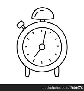 Alarm clock sketch. Hand drawn black and white doodle vector illustration.