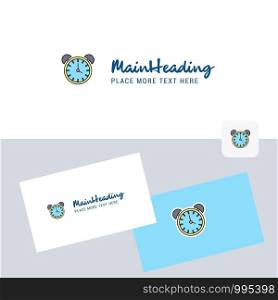 Alarm clock vector logotype with business card template. Elegant corporate identity. - Vector