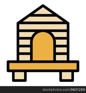 Alaska wood house icon outline vector. Usa snow. Winter arctic color flat. Alaska wood house icon vector flat