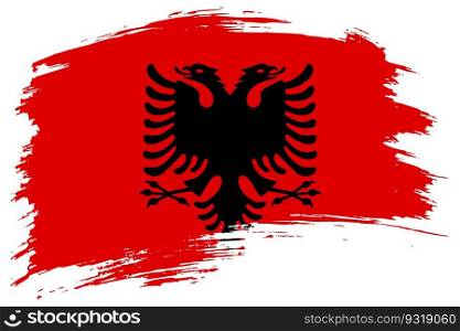 Albania brush stroke flag vector background. Hand drawn grunge style Albanian painted isolated banner.. Albania brush stroke flag vector background. Hand drawn grunge style Albanian isolated banner