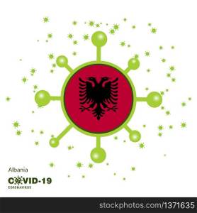 Albania Coronavius Flag Awareness Background. Stay home, Stay Healthy. Take care of your own health. Pray for Country