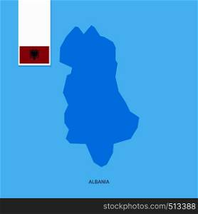 Albania Country Map with Flag over Blue background. Vector EPS10 Abstract Template background