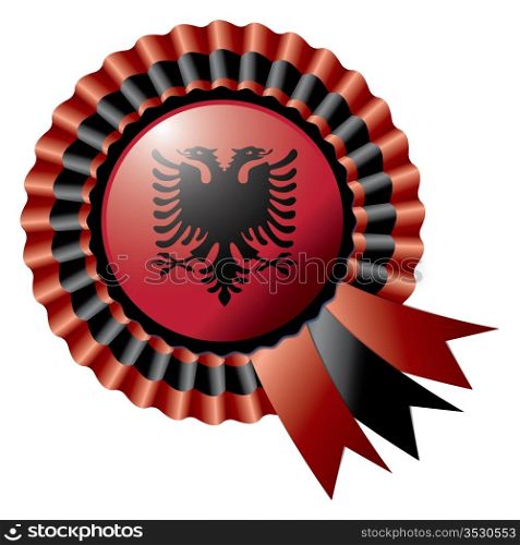 Albania detailed silk rosette flag, eps10 vector illustration