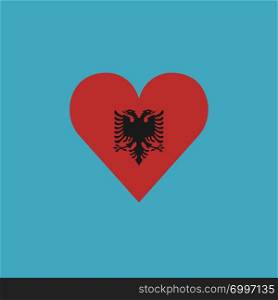 Albania flag icon in a heart shape in flat design. Independence day or National day holiday concept.