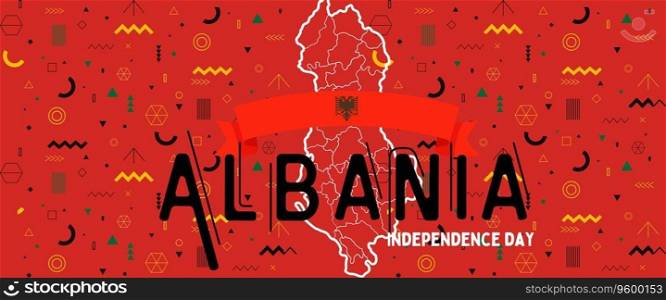 Albania independence day banner with maps and red color concept 