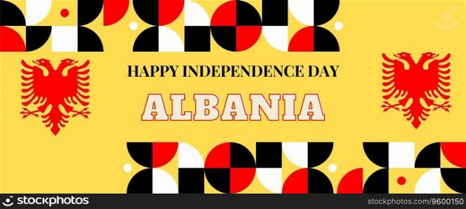 Albania national day banner with maps and typography 