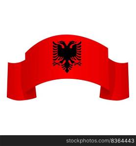 Albania ribbon emblem icon cartoon vector. Map eagle. Tower area. Albania ribbon emblem icon cartoon vector. Map eagle