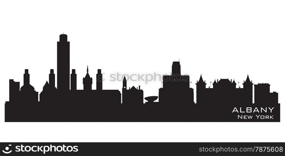 Albany New York skyline Detailed vector silhouette