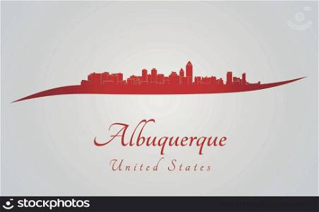 Albuquerque skyline in red and gray background in editable vector file