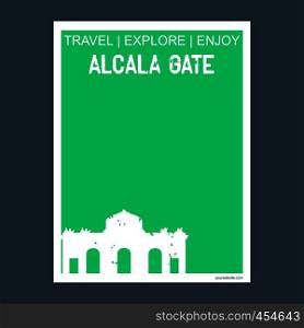 Alcala Gate Madrid, Spain monument landmark brochure Flat style and typography vector