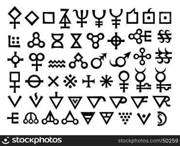 Alchemical Signs, part 2: Matters, Liquids and Acids (Alchemical Symbols set)
