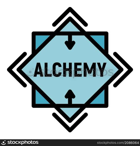 Alchemy icon. Outline alchemy vector icon color flat isolated. Alchemy icon color outline vector
