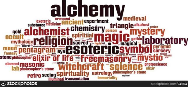 Alchemy word cloud concept. Vector illustration