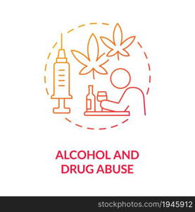 Alcohol and drug abuse red gradient concept icon. Hate speech effect abstract idea thin line illustration. Negative behavioral effects. Excessive drinking. Vector isolated outline color drawing. Alcohol and drug abuse red gradient concept icon