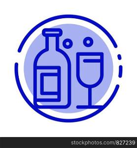 Alcohol, Bar, Drink, Whiskey Blue Dotted Line Line Icon