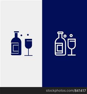 Alcohol, Bar, Drink, Whiskey Line and Glyph Solid icon Blue banner Line and Glyph Solid icon Blue banner