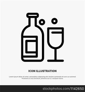 Alcohol, Bar, Drink, Whiskey Line Icon Vector