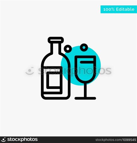 Alcohol, Bar, Drink, Whiskey turquoise highlight circle point Vector icon