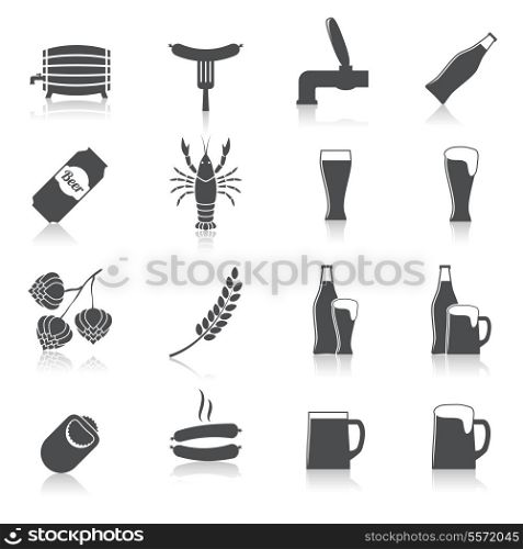 Alcohol beer party icons set of bottle glass mug crayfish and lobster isolated hand drawn sketch vector illustration
