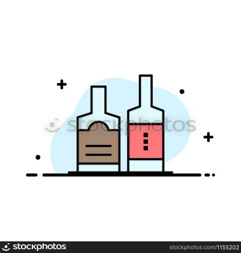 Alcohol, Beverage, Bottle, Bottles Business Logo Template. Flat Color
