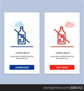 Alcohol, Bottle, Forbidden, No, Whiskey Blue and Red Download and Buy Now web Widget Card Template
