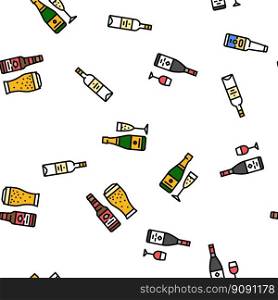 alcohol bottle glass drink bar vector seamless pattern thin line illustration. alcohol bottle glass drink bar vector seamless pattern