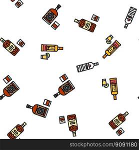 alcohol bottle glass drink bar vector seamless pattern thin line illustration. alcohol bottle glass drink bar vector seamless pattern