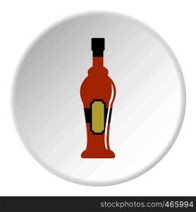 Alcohol bottle icon in flat circle isolated on white vector illustration for web. Alcohol bottle icon circle