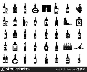 Alcohol bottle icon set. Simple set of alcohol bottle vector icons for web design isolated on white background. Alcohol bottle icon set, simple style