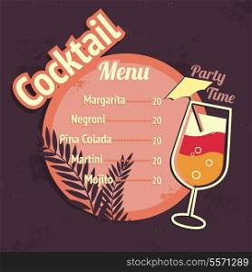 Alcohol cocktails drink restaurant beach cafe menu card template vector illustration