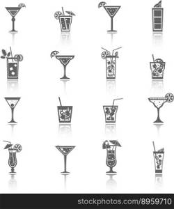 Alcohol cocktails icons black vector image
