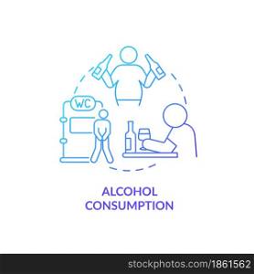 Alcohol consumption blue gradient concept icon. Spirits consumption leads to water loss. Intoxication consequences abstract idea thin line illustration. Vector isolated outline color drawing.. Alcohol consumption blue gradient concept icon