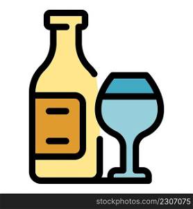 Alcohol drink icon. Outline alcohol drink vector icon color flat isolated. Alcohol drink icon color outline vector