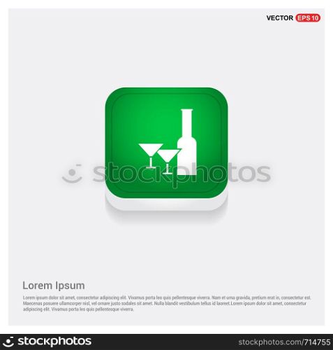 Alcohol drink iconGreen Web Button - Free vector icon