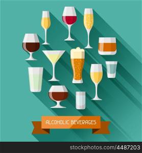 Alcohol drinks background design. Glasses for restaurants and bars. Alcohol drinks background design. Glasses for restaurants and bars.
