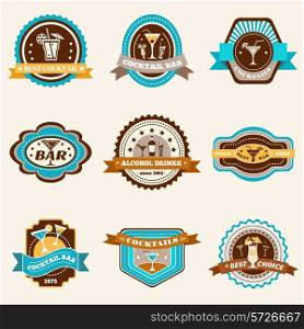 Alcohol drinks best choice cocktail bar label set isolated vector illustration