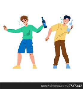 alcohol drunk man vector. young person, bottle alcoholic, alcoholism indoors alcohol drunk man character. people flat cartoon illustration. alcohol drunk man vector