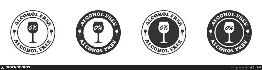 Alcohol free icon set. Vector illustration.