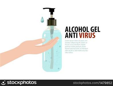 Alcohol gel with realistic design in flat style to protect disease