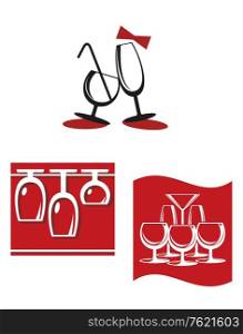 Alcohol glasses symbols and signs for bar menu design