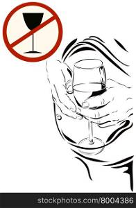 Alcohol harm to your unborn baby. Cross out the glass with alcohol