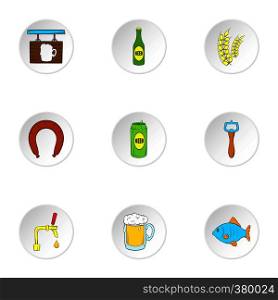 Alcohol icons set. Cartoon illustration of 9 alcohol vector icons for web. Alcohol icons set, cartoon style