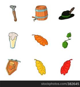 Alcohol icons set. Cartoon illustration of 9 alcohol vector icons for web. Alcohol icons set, cartoon style