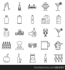 Alcohol icons set. Outline set of 25 alcohol vector icons for web isolated on white background. Alcohol icons set, outline style
