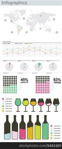 Alcohol infographics. World map with information and graphics