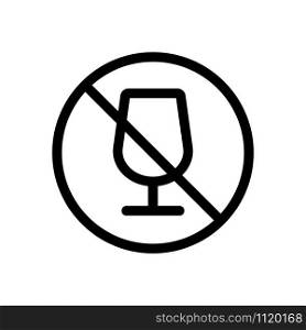 Alcohol is forbidden vector icon. A thin line sign. Isolated contour symbol illustration. Alcohol is forbidden vector icon. Isolated contour symbol illustration