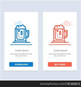 Alcohol party, Beer, Celebrate, Drink, Jar  Blue and Red Download and Buy Now web Widget Card Template