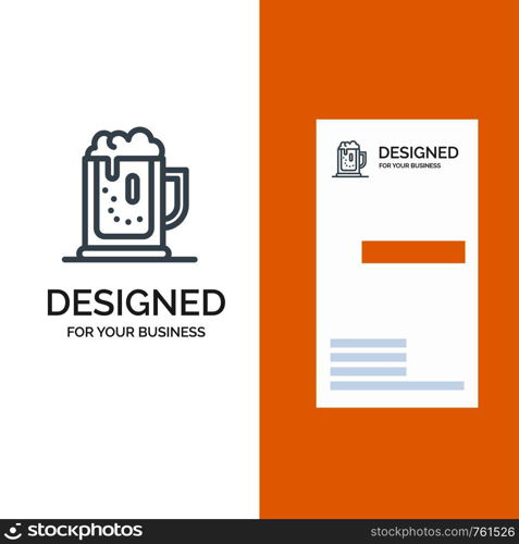 Alcohol party, Beer, Celebrate, Drink, Jar Grey Logo Design and Business Card Template