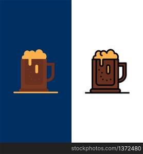 Alcohol party, Beer, Celebrate, Drink, Jar Icons. Flat and Line Filled Icon Set Vector Blue Background