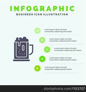 Alcohol party, Beer, Celebrate, Drink, Jar Solid Icon Infographics 5 Steps Presentation Background